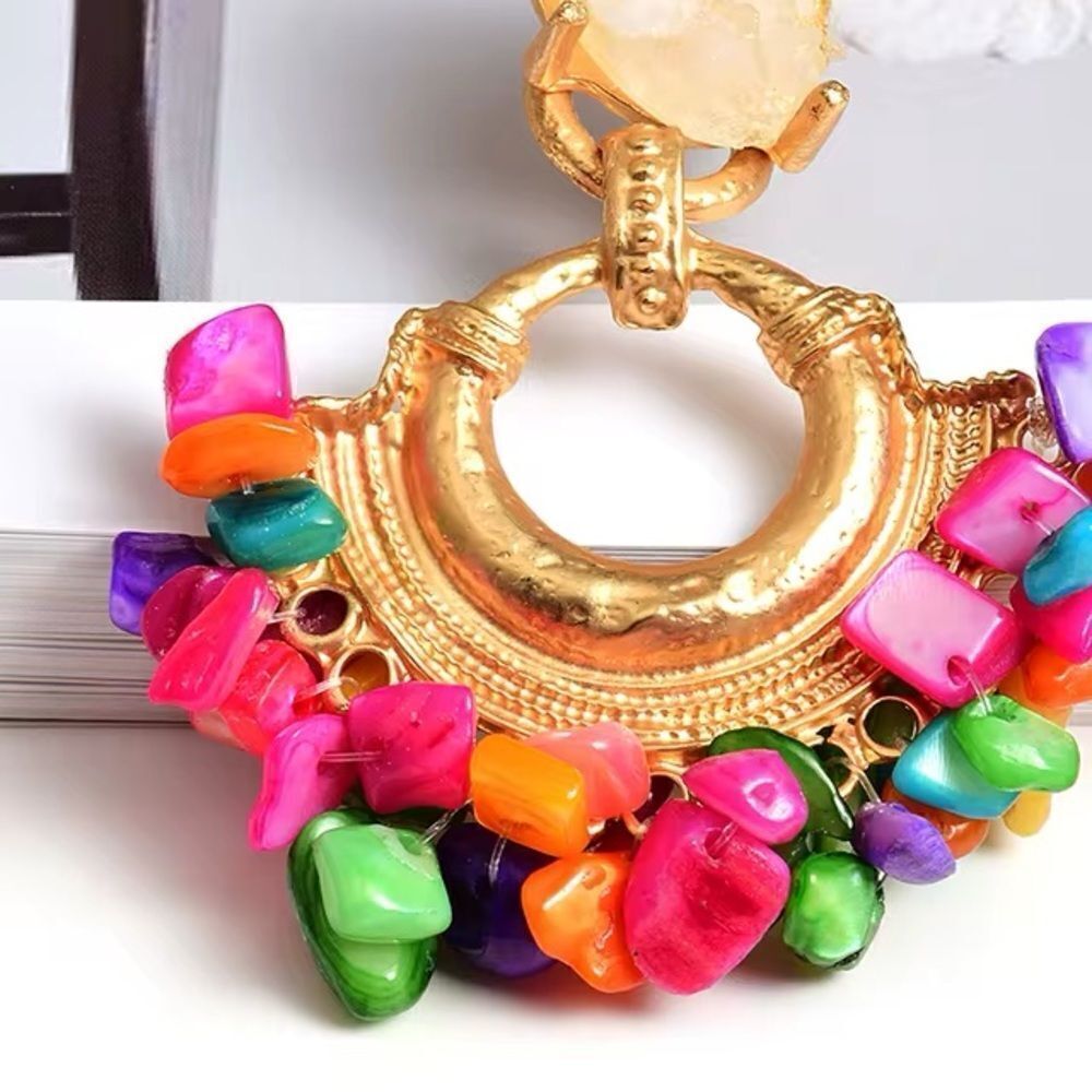 Multicolor Stone Drop Earrings - Picture 5 of 13